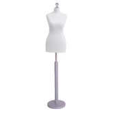 Display Geek Female Dressmakers Dummy White Torso with Silverwood Round Base Stand